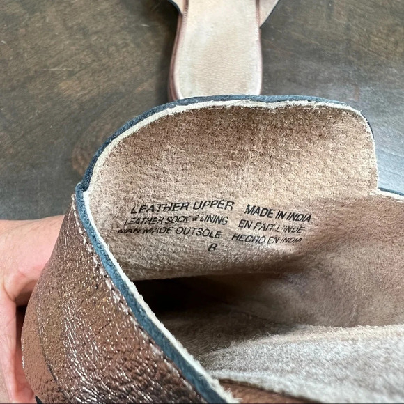 Seychelles Woven Mules Rose Gold Slip On Pink Metallic Slides Size 8 Boho - Picture 8 of 8